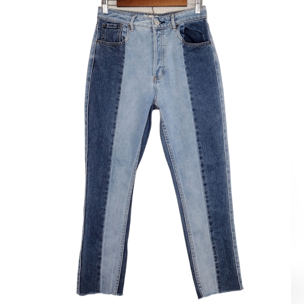 PacSun Mom Jeans Women's Cotton Denim Patchwork Fly High Rise Jeans Sz 26